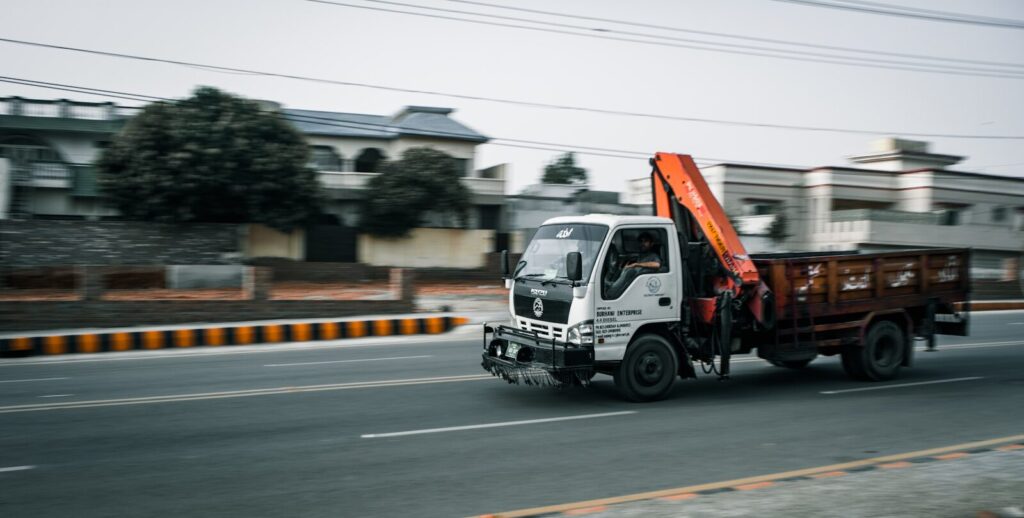 a truck driving down the road